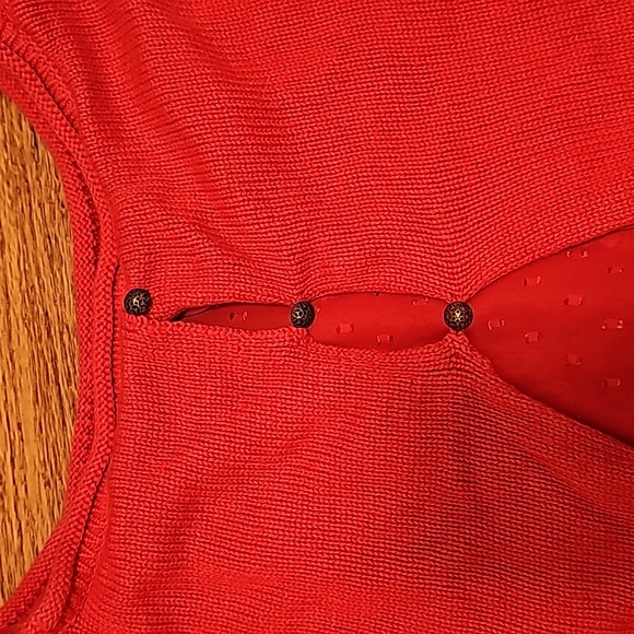 Lucky Brand Red Sweater with sheer back medium - Picture 7 of 8